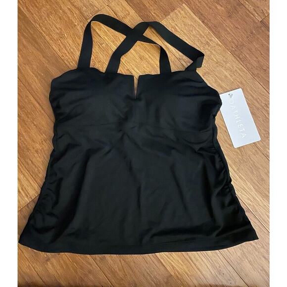 NWT Athleta Size 34 B/C SQUARE NECK V BRA CUP TANKINI Black‎ Beach Swim Pool $89 - Picture 4 of 7